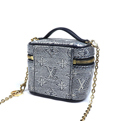 LOUIS VUITTON ルイ・ヴィトン モノグラム・ラミネーテッド ジャガード ミクロ バニティ ショルダーバッグ ネイビー M82467 IC レディース【中古】【美品】