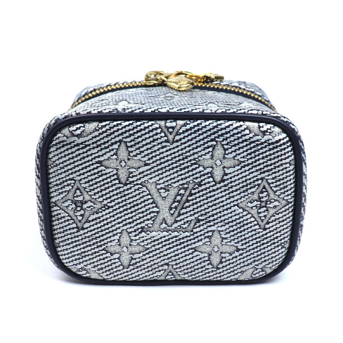 LOUIS VUITTON ルイ・ヴィトン モノグラム・ラミネーテッド ジャガード ミクロ バニティ ショルダーバッグ ネイビー M82467 IC レディース【中古】【美品】