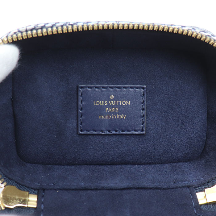 LOUIS VUITTON ルイ・ヴィトン モノグラム・ラミネーテッド ジャガード ミクロ バニティ ショルダーバッグ ネイビー M82467 IC レディース【中古】【美品】