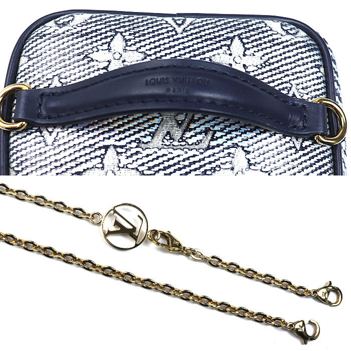 LOUIS VUITTON ルイ・ヴィトン モノグラム・ラミネーテッド ジャガード ミクロ バニティ ショルダーバッグ ネイビー M82467 IC レディース【中古】【美品】