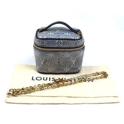 LOUIS VUITTON ルイ・ヴィトン モノグラム・ラミネーテッド ジャガード ミクロ バニティ ショルダーバッグ ネイビー M82467 IC レディース【中古】【美品】