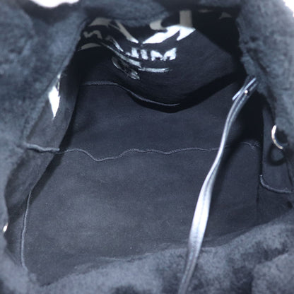 PRADA プラダ シアリング ファー ロゴ トートバッグ ブラック ホワイト 1BG374 2EC9 F0967 IC レディース【中古】【美品】