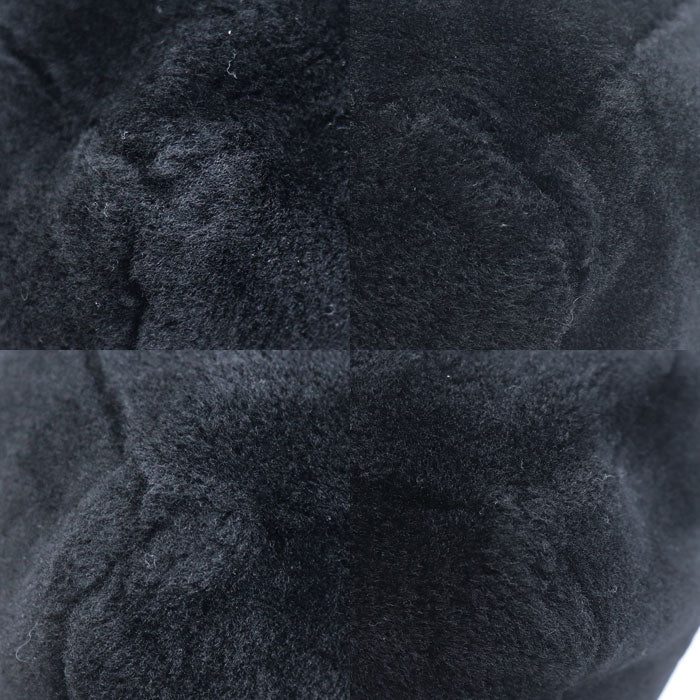 PRADA プラダ シアリング ファー ロゴ トートバッグ ブラック ホワイト 1BG374 2EC9 F0967 IC レディース【中古】【美品】