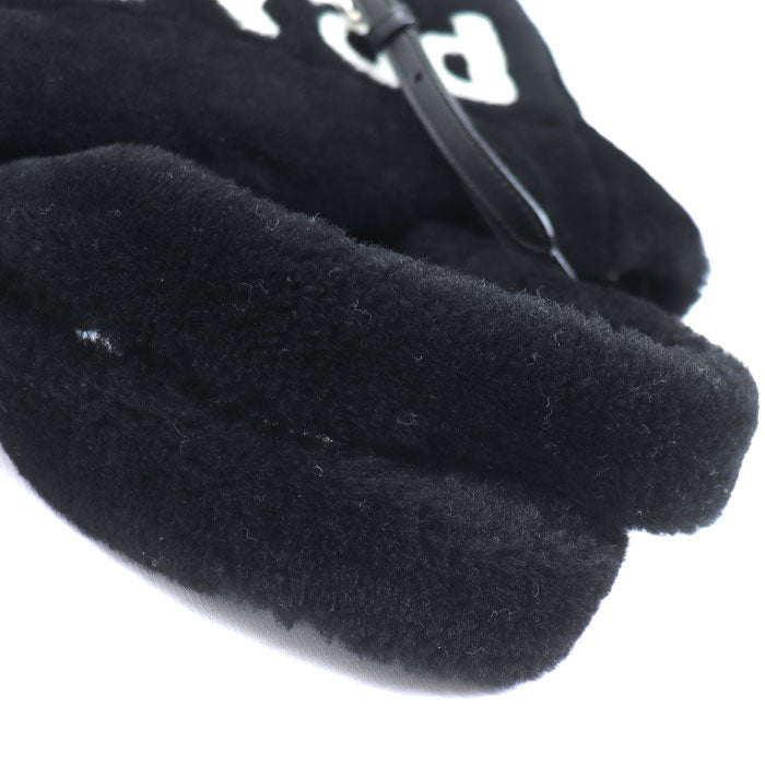 PRADA プラダ シアリング ファー ロゴ トートバッグ ブラック ホワイト 1BG374 2EC9 F0967 IC レディース【中古】【美品】