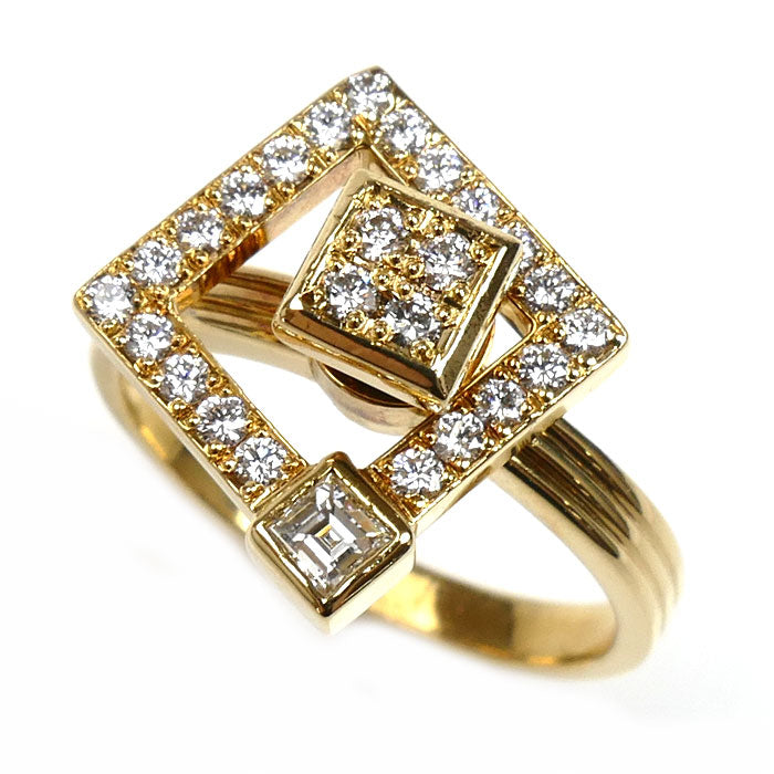 WALTHAM ウォルサム K18YG イエローゴールド リング・指輪 ダイヤモンド 9.5号 4.7g スウィング レディース【中古】