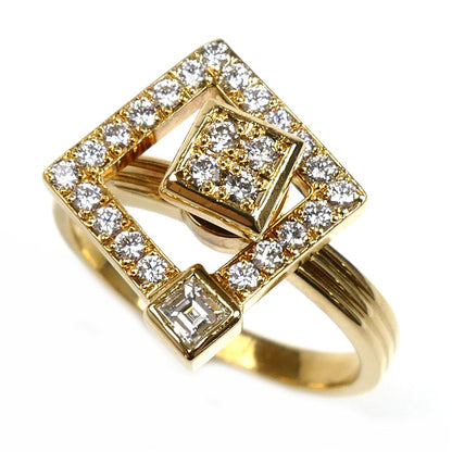 WALTHAM ウォルサム K18YG イエローゴールド リング・指輪 ダイヤモンド 9.5号 4.7g スウィング レディース【中古】