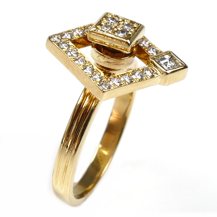 WALTHAM ウォルサム K18YG イエローゴールド リング・指輪 ダイヤモンド 9.5号 4.7g スウィング レディース【中古】