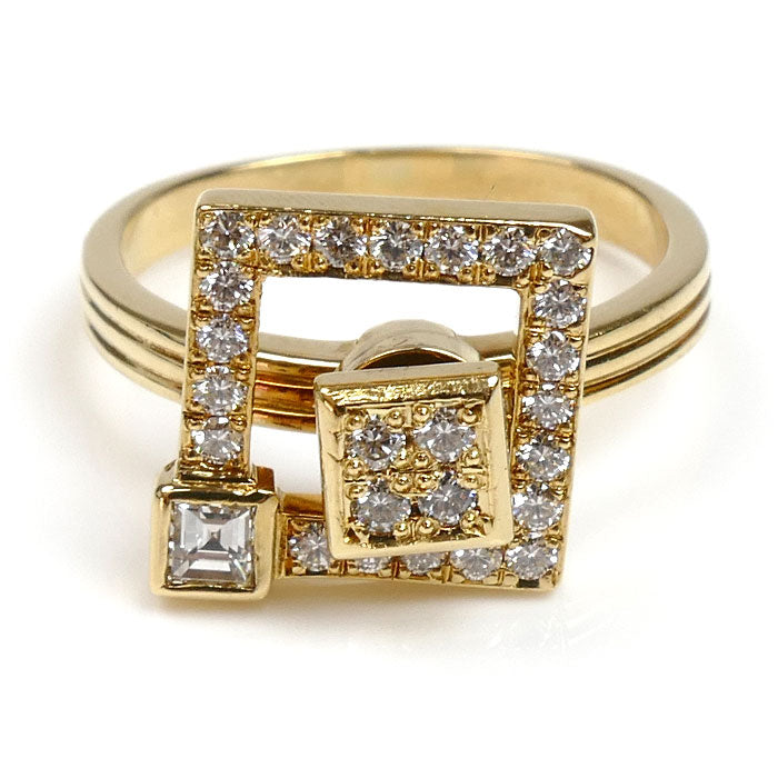 WALTHAM ウォルサム K18YG イエローゴールド リング・指輪 ダイヤモンド 9.5号 4.7g スウィング レディース【中古】