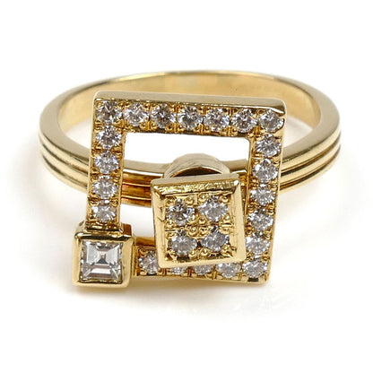 WALTHAM ウォルサム K18YG イエローゴールド リング・指輪 ダイヤモンド 9.5号 4.7g スウィング レディース【中古】