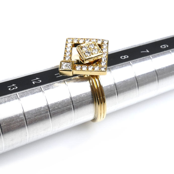 WALTHAM ウォルサム K18YG イエローゴールド リング・指輪 ダイヤモンド 9.5号 4.7g スウィング レディース【中古】