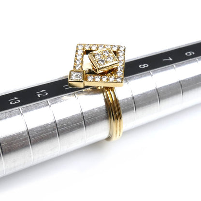 WALTHAM ウォルサム K18YG イエローゴールド リング・指輪 ダイヤモンド 9.5号 4.7g スウィング レディース【中古】