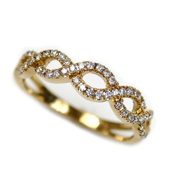 BELLESIORA ベルシオラ K18YG イエローゴールド ツイストマーキス リング・指輪 40081311002 ダイヤモンド0.23ct 10号 2.4g レディース【中古】【美品】