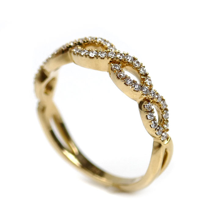 BELLESIORA ベルシオラ K18YG イエローゴールド ツイストマーキス リング・指輪 40081311002 ダイヤモンド0.23ct 10号 2.4g レディース【中古】【美品】