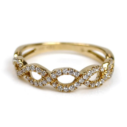 BELLESIORA ベルシオラ K18YG イエローゴールド ツイストマーキス リング・指輪 40081311002 ダイヤモンド0.23ct 10号 2.4g レディース【中古】【美品】