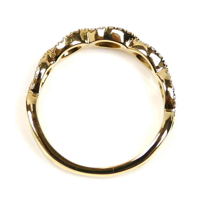BELLESIORA ベルシオラ K18YG イエローゴールド ツイストマーキス リング・指輪 40081311002 ダイヤモンド0.23ct 10号 2.4g レディース【中古】【美品】