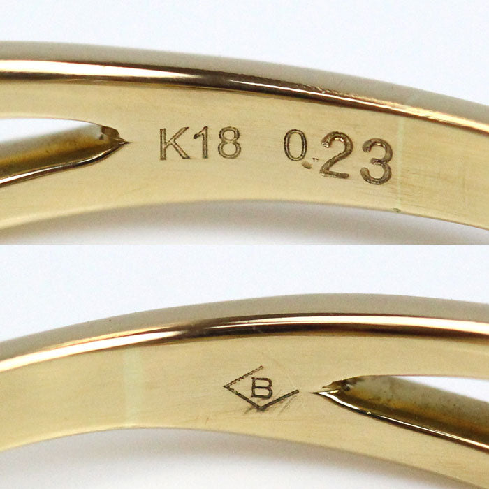 BELLESIORA ベルシオラ K18YG イエローゴールド ツイストマーキス リング・指輪 40081311002 ダイヤモンド0.23ct 10号 2.4g レディース【中古】【美品】