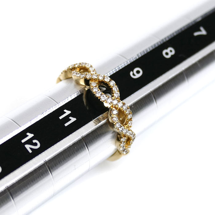 BELLESIORA ベルシオラ K18YG イエローゴールド ツイストマーキス リング・指輪 40081311002 ダイヤモンド0.23ct 10号 2.4g レディース【中古】【美品】