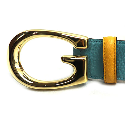 GUCCI グッチ Memorable Buckle ベルト ブルー イエロー 709954 メンズ【中古】【美品】