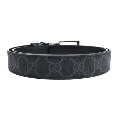 GUCCI グッチ GGスプリーム スクエアバックル付リバーシブル ベルト ブラック 771105 メンズ【中古】【美品】