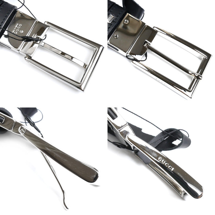 GUCCI グッチ GGスプリーム スクエアバックル付リバーシブル ベルト ブラック 771105 メンズ【中古】【美品】