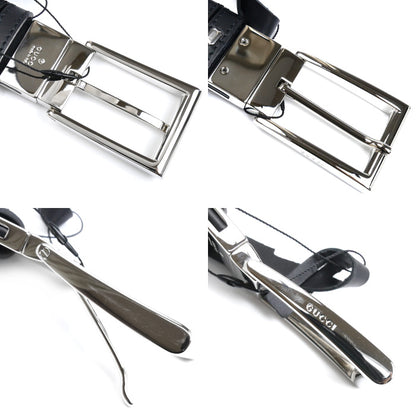 GUCCI グッチ GGスプリーム スクエアバックル付リバーシブル ベルト ブラック 771105 メンズ【中古】【美品】