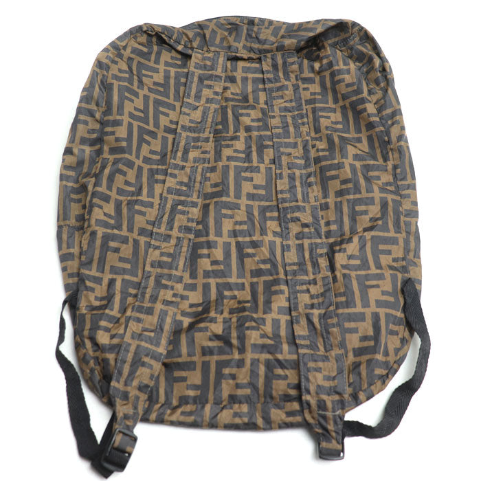 FENDI フェンディ ズッカ パッカブル エコバッグ ポーチ エコバック ブラウン ブラック 7AR730 レディース【中古】【美品】