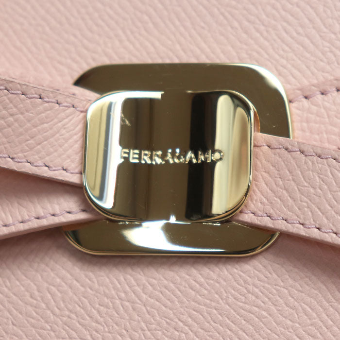 Salvatore Ferragamo サルヴァトーレフェラガモ ニューヴァラ・プレート 2Way トートバッグ ピンク 218348 レディース【中古】【美品】