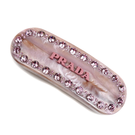 PRADA プラダ 真鍮 クリスタル プレックス ヘアクリップ バレッタ 1IF043_2CD0_F0442 レディース【中古】【美品】