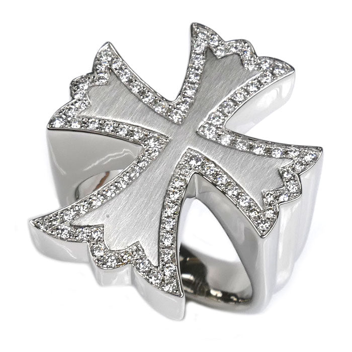 Pt950プラチナ クロス ダイヤ リング・指輪 ダイヤモンド0.66ct 18.5号 28.9g レディース【中古】【美品】