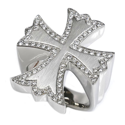 Pt950プラチナ クロス ダイヤ リング・指輪 ダイヤモンド0.66ct 18.5号 28.9g レディース【中古】【美品】