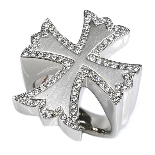 Pt950プラチナ クロス ダイヤ リング・指輪 ダイヤモンド0.66ct 18.5号 28.9g レディース【中古】【美品】