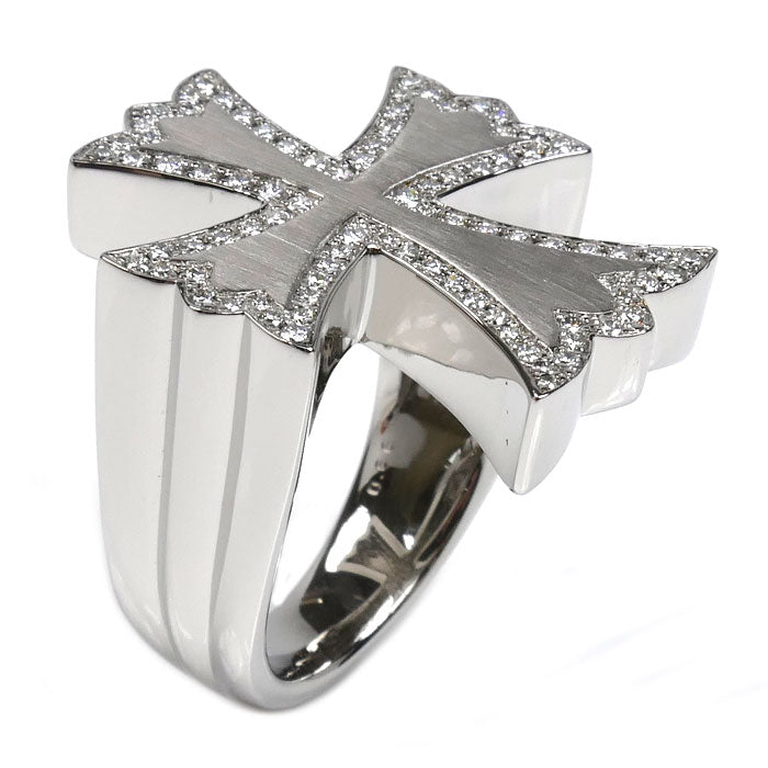 Pt950プラチナ クロス ダイヤ リング・指輪 ダイヤモンド0.66ct 18.5号 28.9g レディース【中古】【美品】