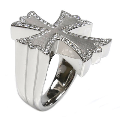 Pt950プラチナ クロス ダイヤ リング・指輪 ダイヤモンド0.66ct 18.5号 28.9g レディース【中古】【美品】