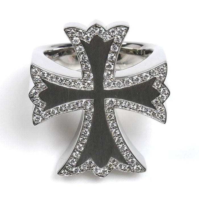 Pt950プラチナ クロス ダイヤ リング・指輪 ダイヤモンド0.66ct 18.5号 28.9g レディース【中古】【美品】