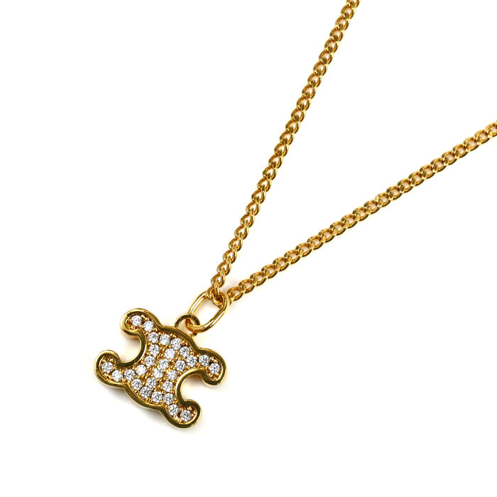 CELINE セリーヌ ラインストーン GP トリオンフ ネックレス 460GB6BZI.35OR 38/40/42cm レディース【中古】