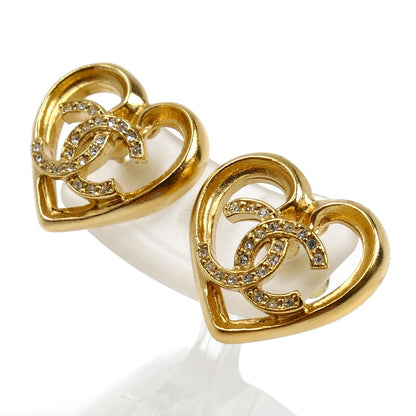 CHANEL シャネル ココマーク メタル ストラス ハート ピアス ABA103 レディース【中古】