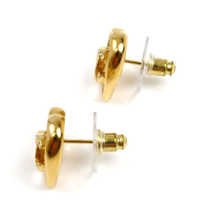 CHANEL シャネル ココマーク メタル ストラス ハート ピアス ABA103 レディース【中古】