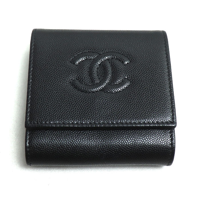 CHANEL シャネル スモールフラップウォレット ココマーク 二つ折り財布 ブラック AP4709 レディース【中古】【美品】