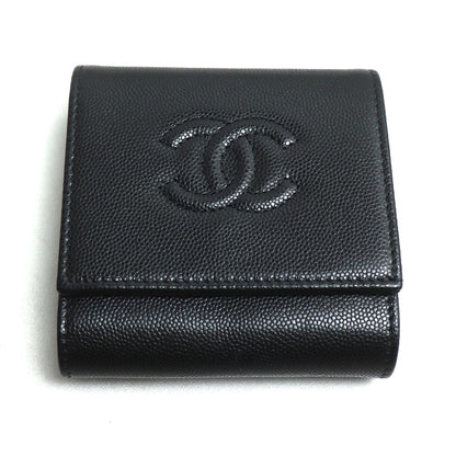 CHANEL シャネル スモールフラップウォレット ココマーク 二つ折り財布 ブラック AP4709 レディース【中古】【美品】