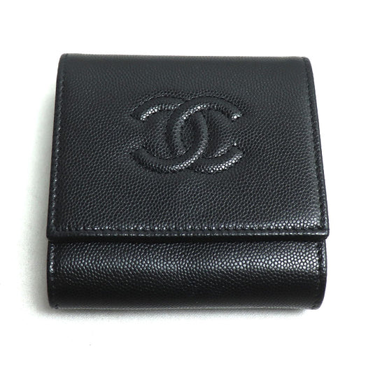 CHANEL シャネル スモールフラップウォレット ココマーク 二つ折り財布 ブラック AP4709 レディース【中古】【美品】