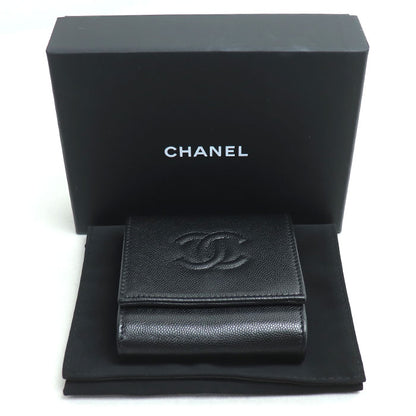 CHANEL シャネル スモールフラップウォレット ココマーク 二つ折り財布 ブラック AP4709 レディース【中古】【美品】