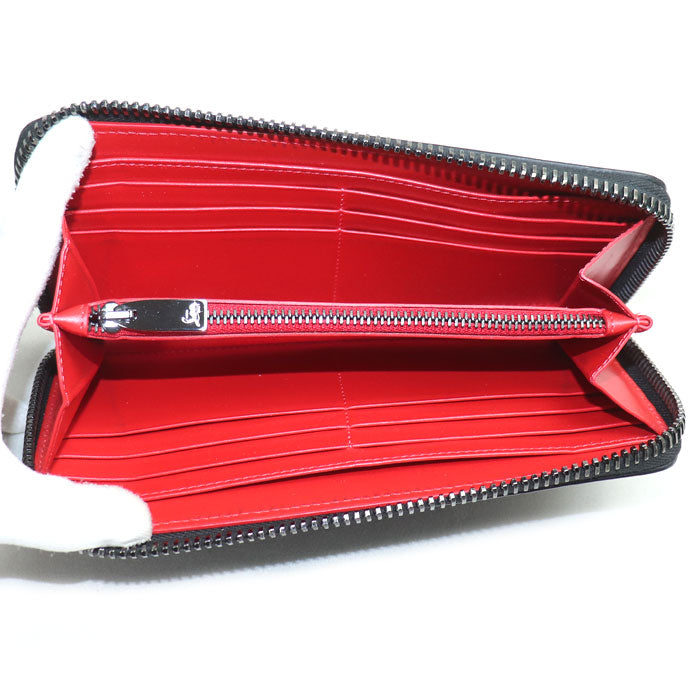 Christian Louboutin クリスチャンルブタン パエトーネ 長財布 ラウンドファスナー ブラック×レッド 1165044CM53 ユニセックス【中古】
