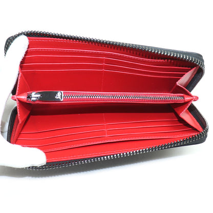 Christian Louboutin クリスチャンルブタン パエトーネ 長財布 ラウンドファスナー ブラック×レッド 1165044CM53 ユニセックス【中古】