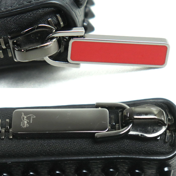 Christian Louboutin クリスチャンルブタン パエトーネ 長財布 ラウンドファスナー ブラック×レッド 1165044CM53 ユニセックス【中古】