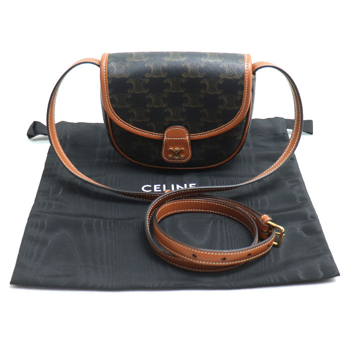 CELINE セリーヌ ミニ ブザス ショルダーバッグ タン 196702BZJ.04LU レディース【中古】【美品】