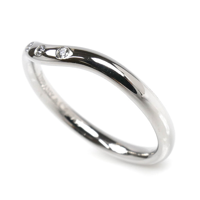TIFFANY&Co. ティファニー K18WG ホワイトゴールド カーブドバンド 3Pダイヤ リング・指輪 ダイヤモンド 9号 3.1g レディース【中古】