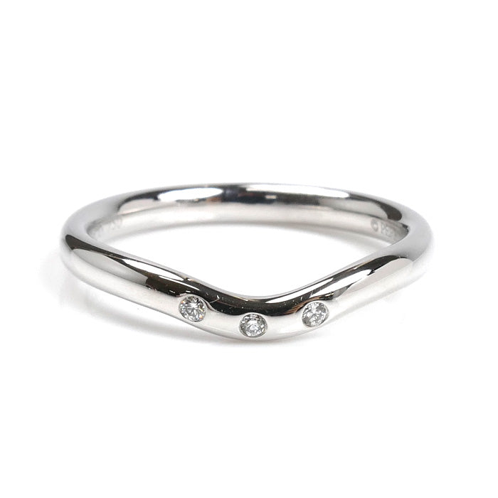 TIFFANY&Co. ティファニー K18WG ホワイトゴールド カーブドバンド 3Pダイヤ リング・指輪 ダイヤモンド 9号 3.1g レディース【中古】