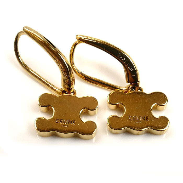 CELINE セリーヌ 真鍮 ラインストーン トリオンフ ラインストーン ピアス 460GC6BZI.35OR レディース【中古】
