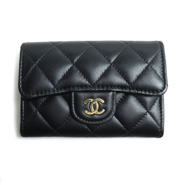 CHANEL シャネル マトラッセ ラムスキン クラシック カードケース ブラック AP0214 Y01295 C3906 レディース【中古】