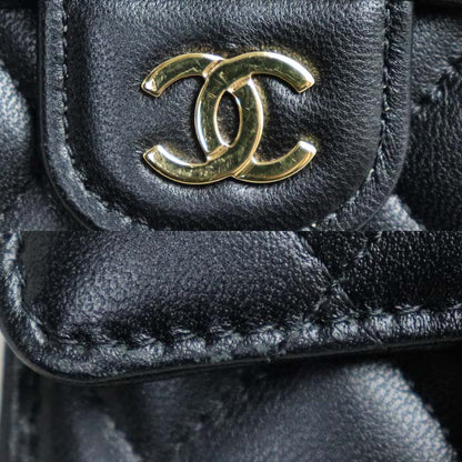 CHANEL シャネル マトラッセ ラムスキン クラシック カードケース ブラック AP0214 Y01295 C3906 レディース【中古】